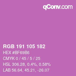 Código de color: RGB 191 105 182 | qconv.com