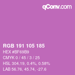 Código de color: RGB 191 105 185 | qconv.com
