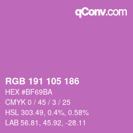 颜色代码: RGB 191 105 186 | qconv.com