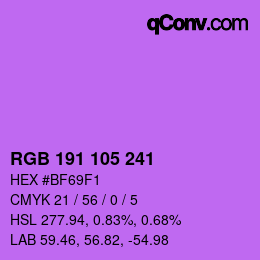 Color code: RGB 191 105 241 | qconv.com