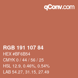 Código de color: RGB 191 107 84 | qconv.com