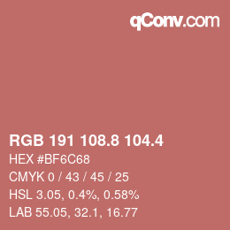 カラーコード: RGB 191 108.8 104.4 | qconv.com