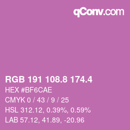 カラーコード: RGB 191 108.8 174.4 | qconv.com
