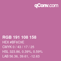 Color code: RGB 191 108 158 | qconv.com