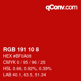 カラーコード: RGB 191 10 8 | qconv.com