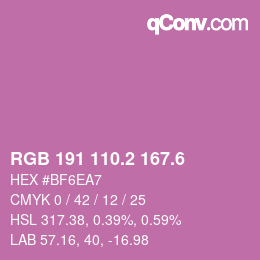 カラーコード: RGB 191 110.2 167.6 | qconv.com