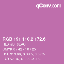 カラーコード: RGB 191 110.2 172.6 | qconv.com