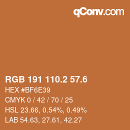 カラーコード: RGB 191 110.2 57.6 | qconv.com