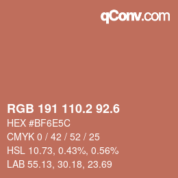 カラーコード: RGB 191 110.2 92.6 | qconv.com