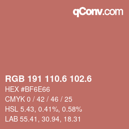 カラーコード: RGB 191 110.6 102.6 | qconv.com