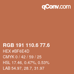 カラーコード: RGB 191 110.6 77.6 | qconv.com