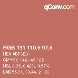 カラーコード: RGB 191 110.6 97.6 | qconv.com