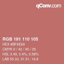Color code: RGB 191 110 105 | qconv.com