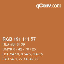Color code: RGB 191 111 57 | qconv.com