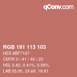 Color code: RGB 191 113 103 | qconv.com