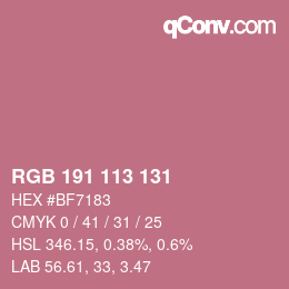 カラーコード: RGB 191 113 131 | qconv.com