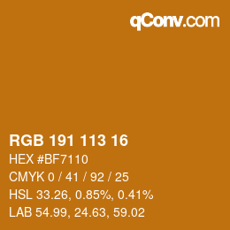 Color code: RGB 191 113 16 | qconv.com