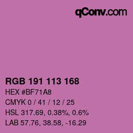 Color code: RGB 191 113 168 | qconv.com