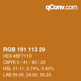 Color code: RGB 191 113 29 | qconv.com