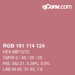 Color code: RGB 191 114 124 | qconv.com