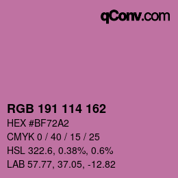 カラーコード: RGB 191 114 162 | qconv.com