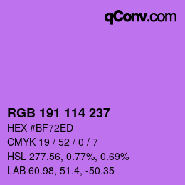 颜色代码: RGB 191 114 237 | qconv.com