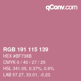 Farbcode: RGB 191 115 139 | qconv.com