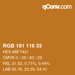 Color code: RGB 191 116 33 | qconv.com