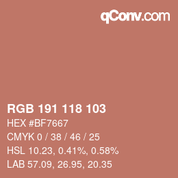 カラーコード: RGB 191 118 103 | qconv.com
