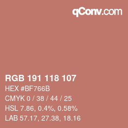 Farbcode: RGB 191 118 107 | qconv.com