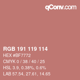 Color code: RGB 191 119 114 | qconv.com
