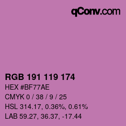 Color code: RGB 191 119 174 | qconv.com
