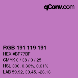 Color code: RGB 191 119 191 | qconv.com