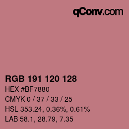 颜色代码: RGB 191 120 128 | qconv.com