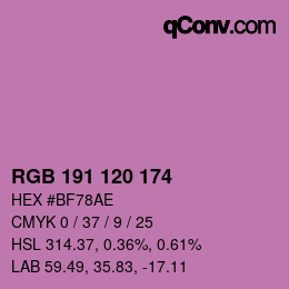 颜色代码: RGB 191 120 174 | qconv.com