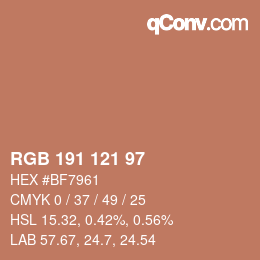 Color code: RGB 191 121 97 | qconv.com