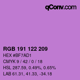 Color code: RGB 191 122 209 | qconv.com