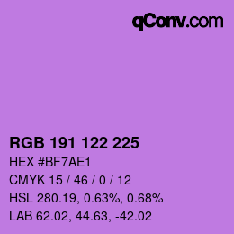 Color code: RGB 191 122 225 | qconv.com