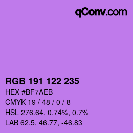 Color code: RGB 191 122 235 | qconv.com
