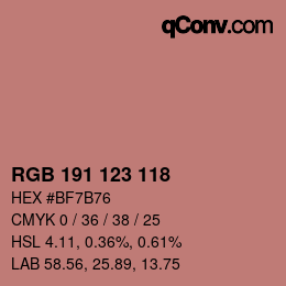 Color code: RGB 191 123 118 | qconv.com