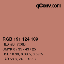 Color code: RGB 191 124 109 | qconv.com