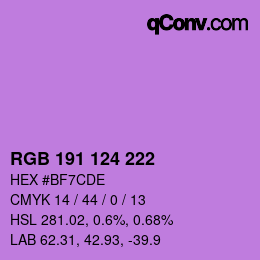 颜色代码: RGB 191 124 222 | qconv.com