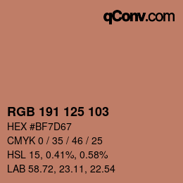 颜色代码: RGB 191 125 103 | qconv.com