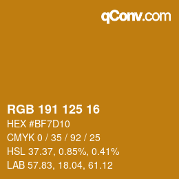 Color code: RGB 191 125 16 | qconv.com