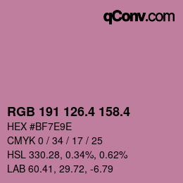 カラーコード: RGB 191 126.4 158.4 | qconv.com