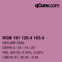 カラーコード: RGB 191 126.4 163.4 | qconv.com