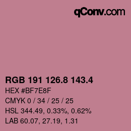 カラーコード: RGB 191 126.8 143.4 | qconv.com