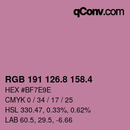 カラーコード: RGB 191 126.8 158.4 | qconv.com