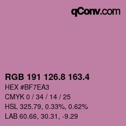 カラーコード: RGB 191 126.8 163.4 | qconv.com