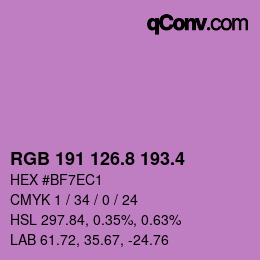 カラーコード: RGB 191 126.8 193.4 | qconv.com